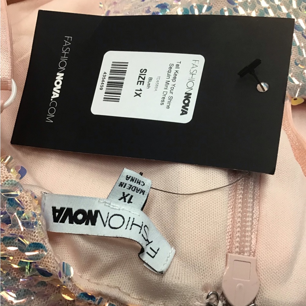 Fashion nova 1X plus size blush tall keep your shine sequin mini dress NWT - Picture 4 of 8